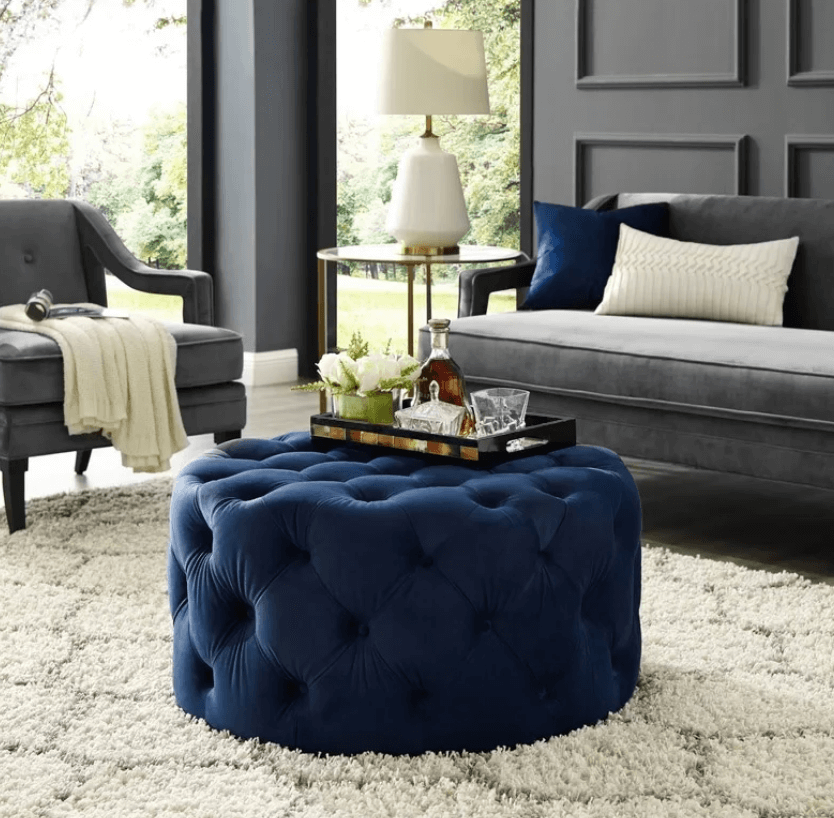 Velvet ottoman cozy home